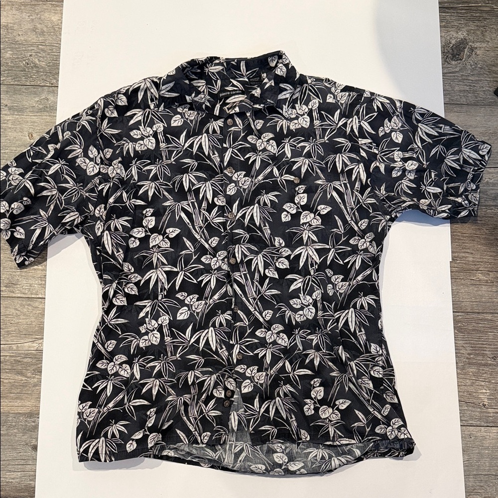 Pierre Cardin Navy and White Leaf Print Shirt